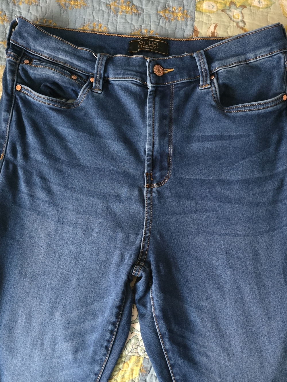 Rachel Slim Men’s Mid Blue Jeans with Copper Accents Size 12